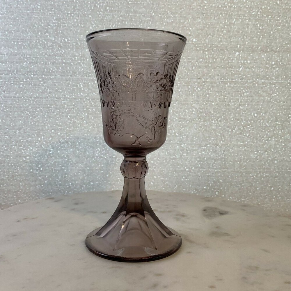 Vintage Tiara Indiana Purple Wine Glass Lords The Last Supper Chalice 7 Inch - Picture 4 of 12